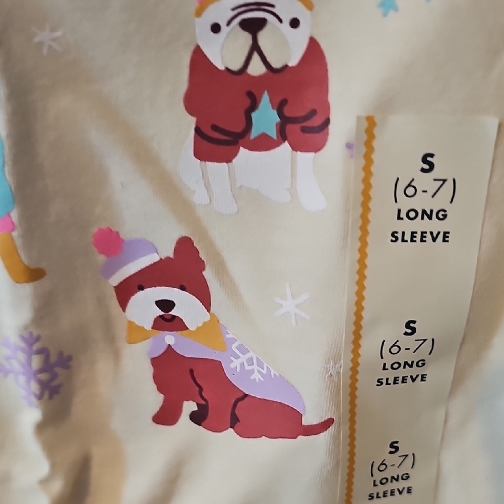 Cat & Jack NWT Cream Kids Shirt with Winter Dog Print Size Small 6/7 - Picture 5 of 6